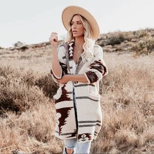 Gorgeous Boho VICI Super soft Fuzzy Knit Aztec print Coatigan!